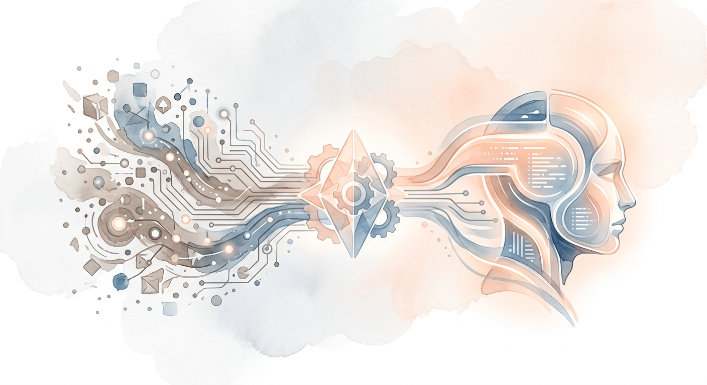 Abstrakte Illustration künstlicher Intelligenz bei der Erstellung einer digitalen Identität