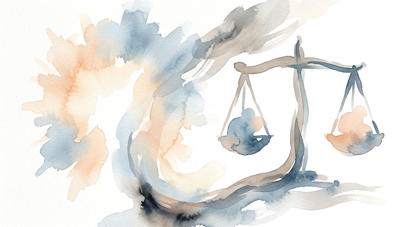 Abstrakte Darstellung von Waagschalen oder einer leuchtenden Aura, die den Halo-Effekt darstellt