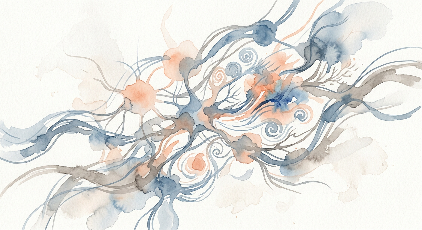 Abstrakte Darstellung von Gehirnwellen und neuronalen Netzwerken, die schnelle Entscheidungsfindung symbolisieren