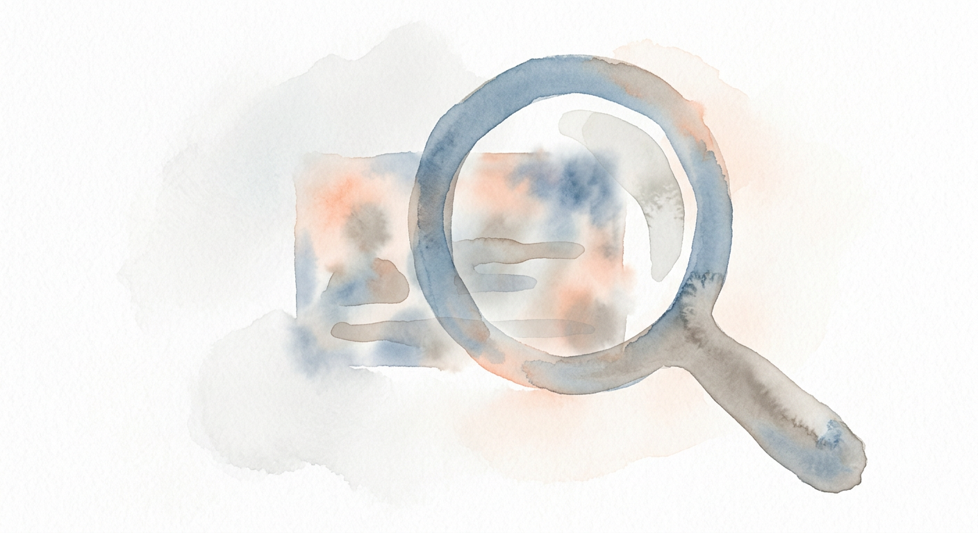 Abstrakte Illustration einer Lupe, die eine verschwommene Profilkarte untersucht