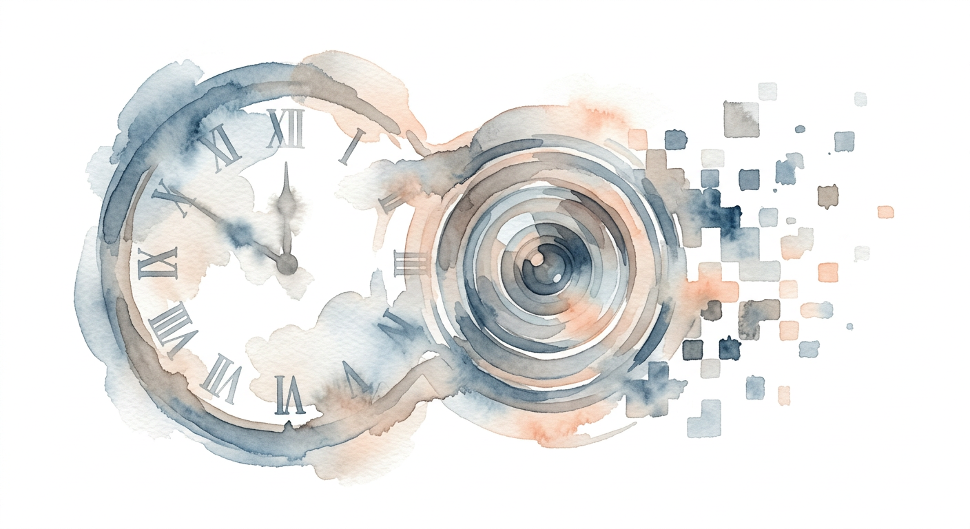 Abstrakte Darstellung von traditioneller Fotografie im Vergleich zu digitaler Technologie