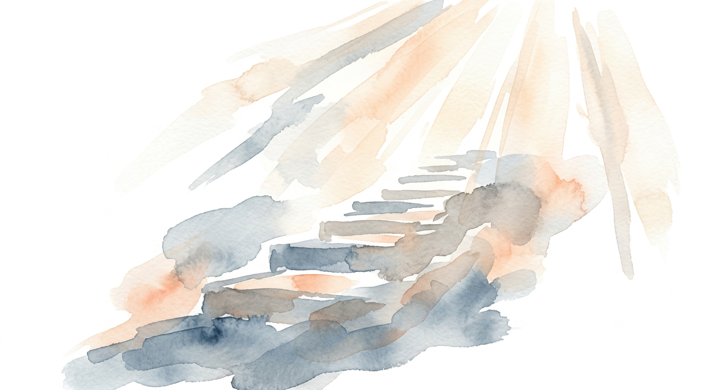 Eine abstrakte Illustration, die beruflichen Aufstieg und positive Entwicklung symbolisiert